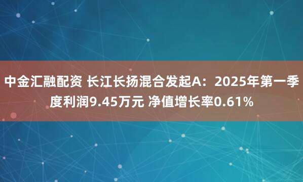 中金汇融配资 长江长扬混合发起A：2025年第一季度利润9.45万元 净值增长率0.61%